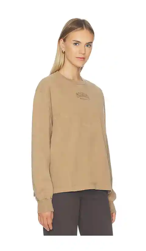 Ganni Future Essentials Washed Effect Long Sleeve Pullover in Brown. - size L (also in XS, S, M, XL)