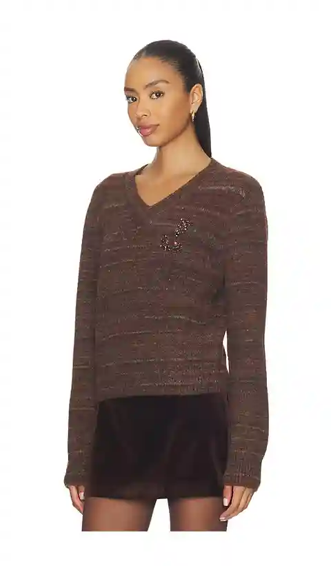 ASTR the Label Dasia Sweater in Brown. - size L (also in M, S, XL, XS)