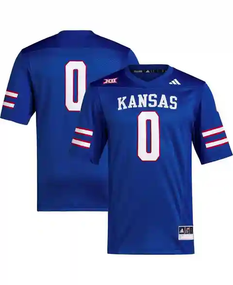 Men's adidas #0 Royal Kansas Jayhawks Premier Football Jersey - Royal