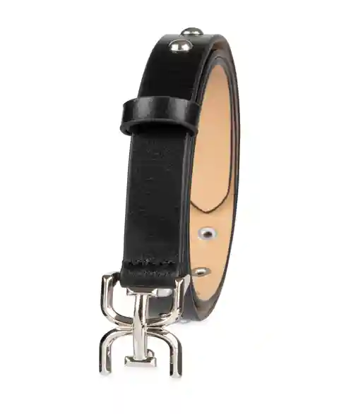 Sam Edelman Women's Ultra Skinny Double-e Logo Plaque Belt - Black