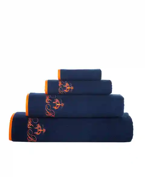 Brooks Brothers Contrast Frame 4 Piece Turkish Cotton Wash Towel Set - Navy
