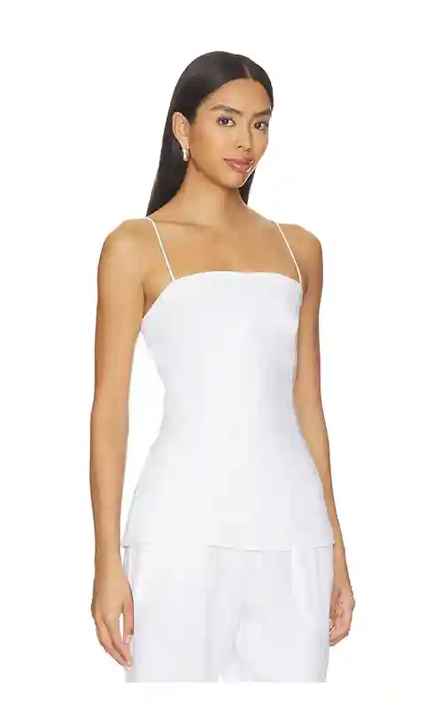 AEXAE Linen Strap Top in White. - size L (also in XS, S, M)