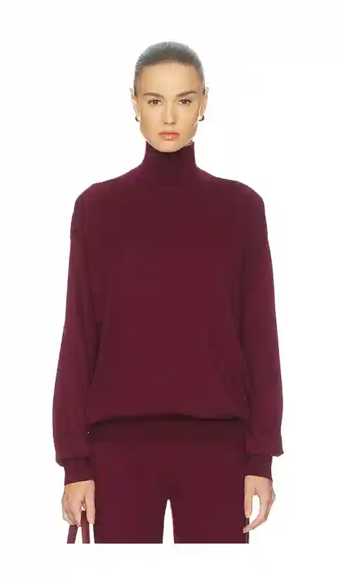 Helsa Madeira Oversized Turtleneck in Burgundy. - size L (also in M, S, XL, XS, XXS)