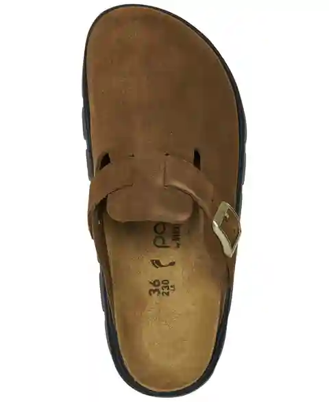 Birkenstock Women's Boston Chunky Suede Leather Platform Clog from Finish Line - Dark Tea/Black