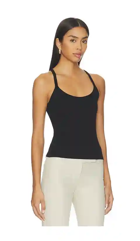 Enza Costa Cotton Rib Cami Tank in Black. - size L (also in XS, S, M, XL)
