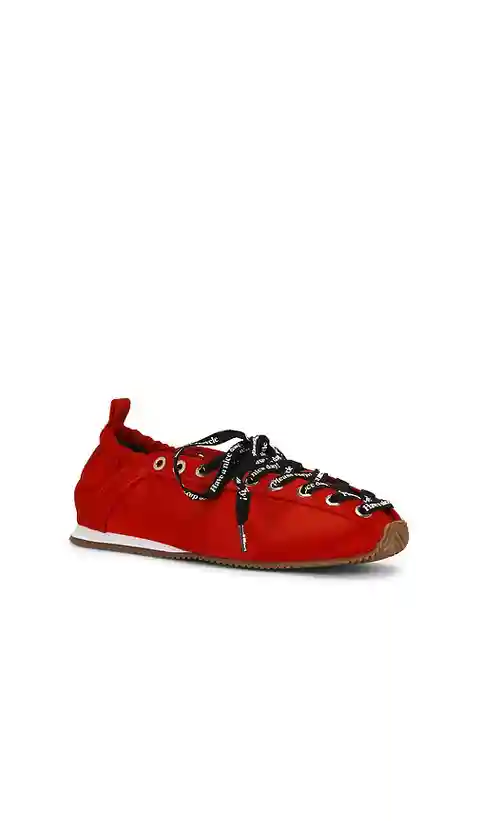 Ganni Lace Up Sporty Ballerina Sneaker in Red. - size 36 (also in 37, 38, 39, 40)