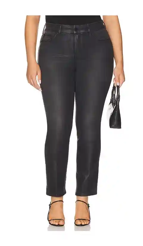 Good American Soft Tech Good Legs Straight Coated Jeans in Black. - size 20 (also in 0, 10, 12, 16, 18, 2, 22, 24, 4, 6, 8)