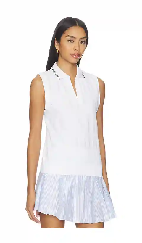 Varley Marit Seamless Polo Top in White. - size L (also in S, XS, M, XL)