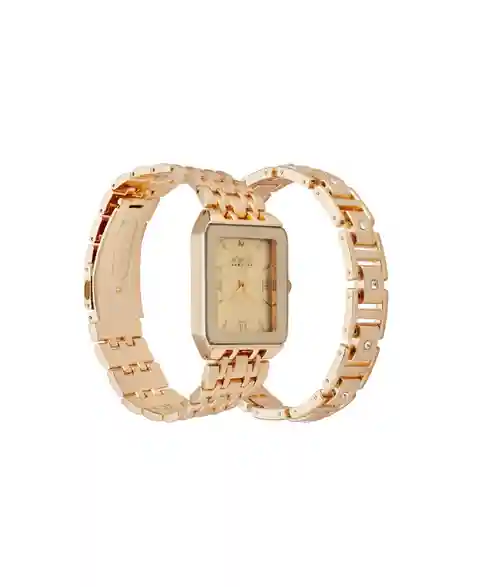 Jones New York Men's Analog Shiny Gold-Tone Metal Watch 31mm Bracelet Gift Set - Champagne, Gold