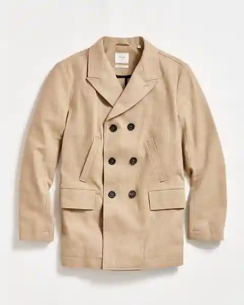 Billy Reid Canvas Bond Peacoat, Tan