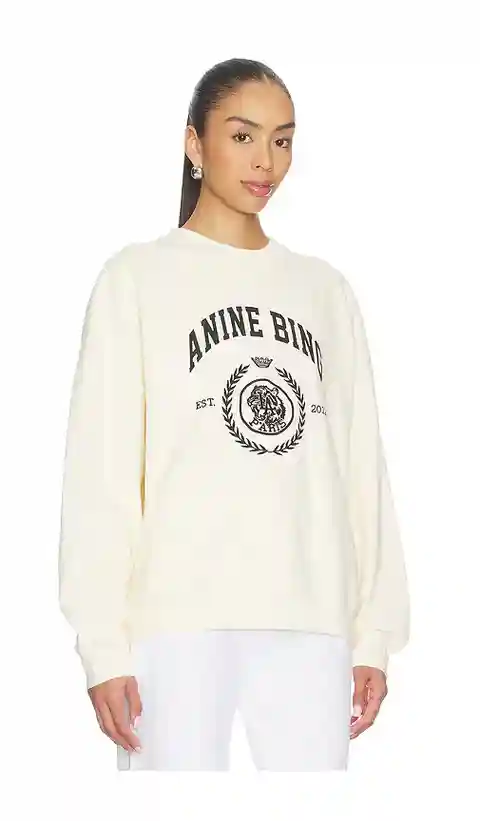 ANINE BING Miles Collegiate Sweatshirt in Cream. - size L (also in XS, S, M)