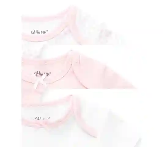 Little Me Baby Girls Short Sleeved Bodysuits, Pack of 3 - White/Pink