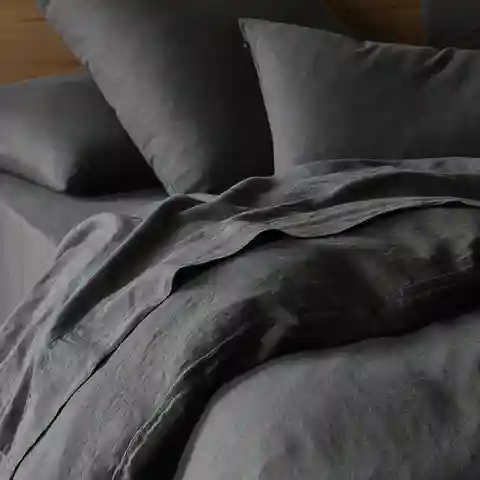 Pure Linen Quilt Cover Set Charcoal