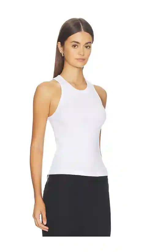 Enza Costa Cotton Rib Boy Tank in White. - size XS (also in S, M, L)