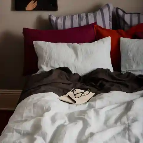 Pure Linen Quilt Cover Set Ice Blue