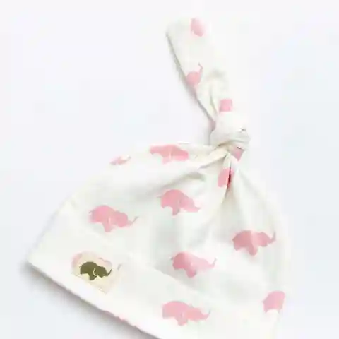 Top Knot Cap In Pink Elephant | Baby | Girl - Monica + Andy Organic Baby Clothing