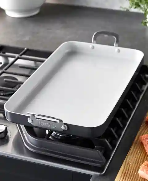 GreenPan Bobby Flay Ceramic Nonstick Double 11" Burner Griddle - Gray