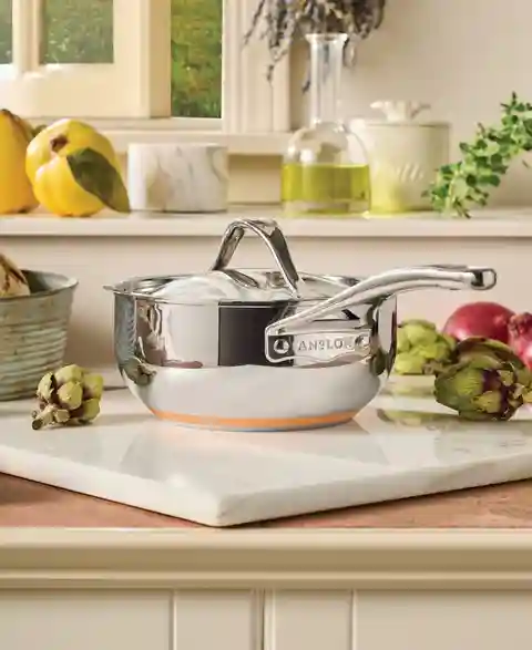 Anolon Nouvelle Copper Stainless Steel 2.5-Quart Covered Saucier, Macy's Exclusive