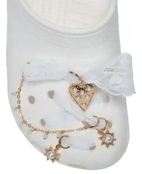 Crocs Jibbitz Laces and Pearls Charms Kit from Finish Line - White, Multi