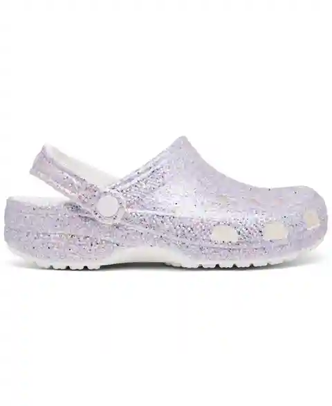 Crocs Big Girls Glitter Classic Clogs from Finish Line - White