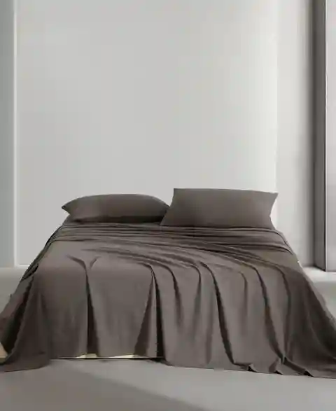 Calvin Klein Melange Cotton Flannel 4 Piece Sheet Set, Queen - Chocolate