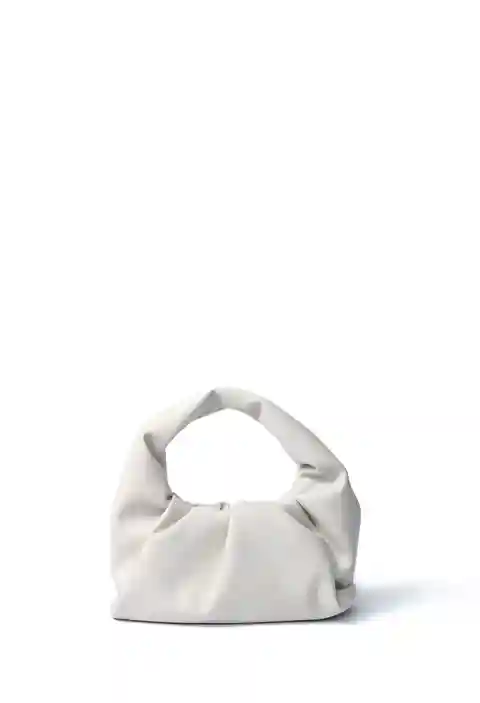 Marshmallow croissant bag in soft leather, White