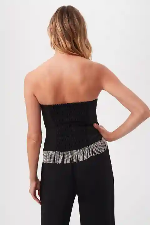 Trina Turk Aeris Rhinestone Fringe Strapless Top