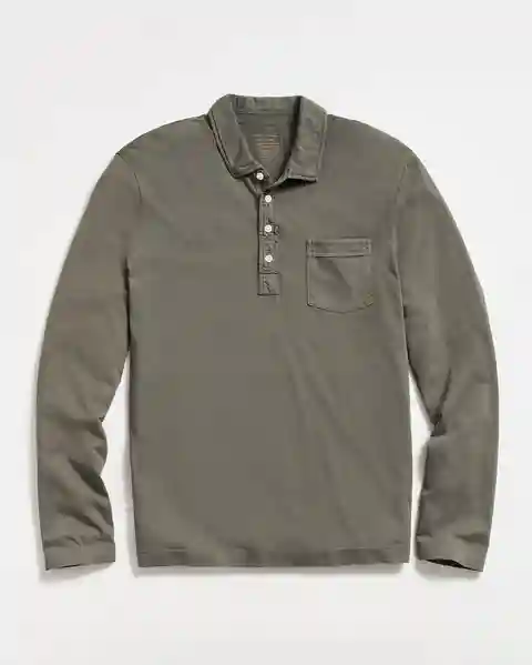 Billy Reid Long Sleeve Pensacola Polo, Grey
