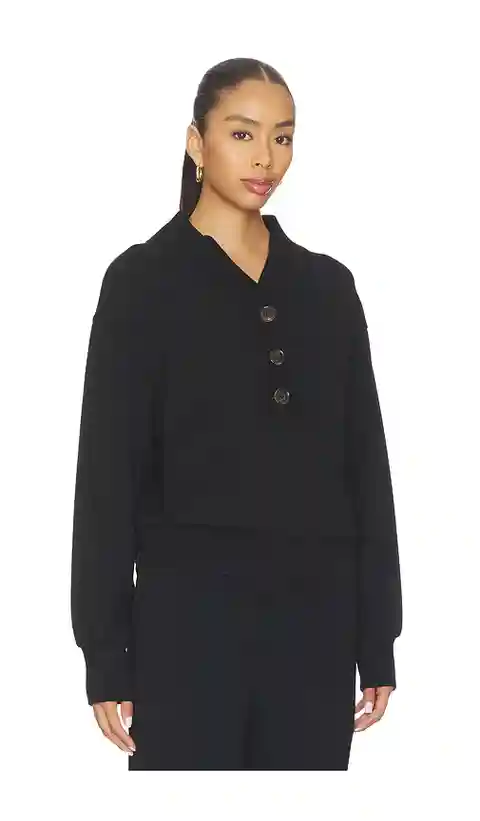 Varley Lucine Button Front Sweater in Black. - size L (also in XS, S, M)