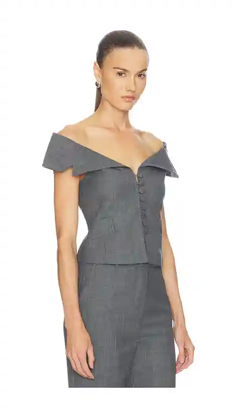 Ganni Wool Melange Suiting Vest in Grey. - size 34 (also in 36)