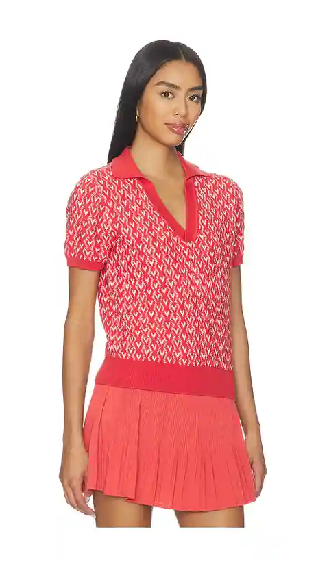 Varley Ezrella Knit Top in Red. - size L (also in S, XXS, XS, M, XL)