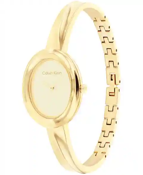 Calvin Klein Women Twisted Bezel Gold-tone Stainless Steel Bracelet Watch 24mm - Gold