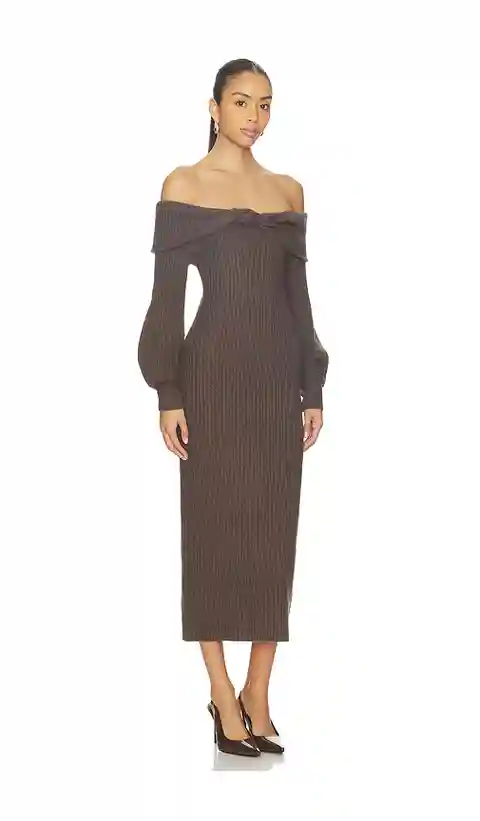 ASTR the Label Tilde Sweater Dress in Brown. - size L (also in M, S, XS)