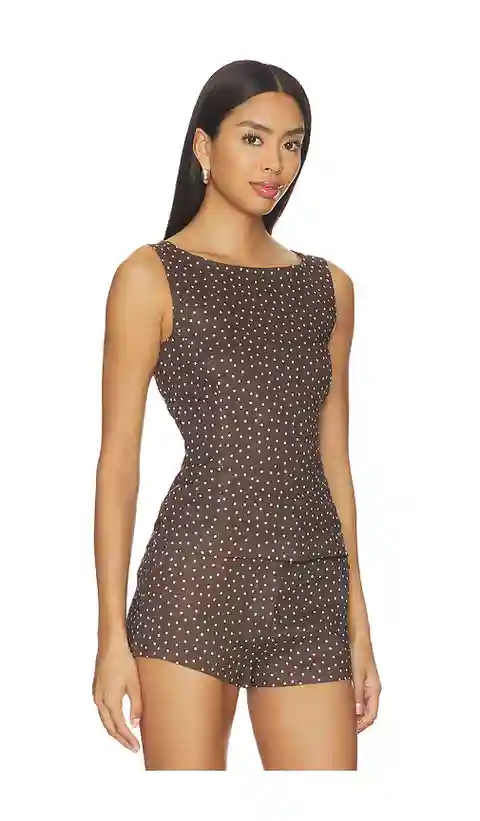 AEXAE x REVOLVE Linen Boatneck Top in Brown. - size M (also in S)