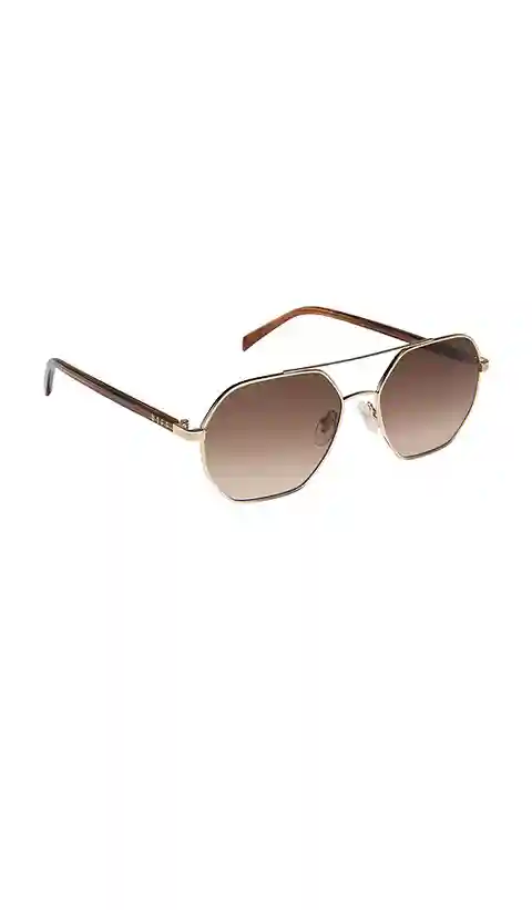 DIFF EYEWEAR X Jojo Fletcher Thin Metal Navigator Sunglasses in Brown.