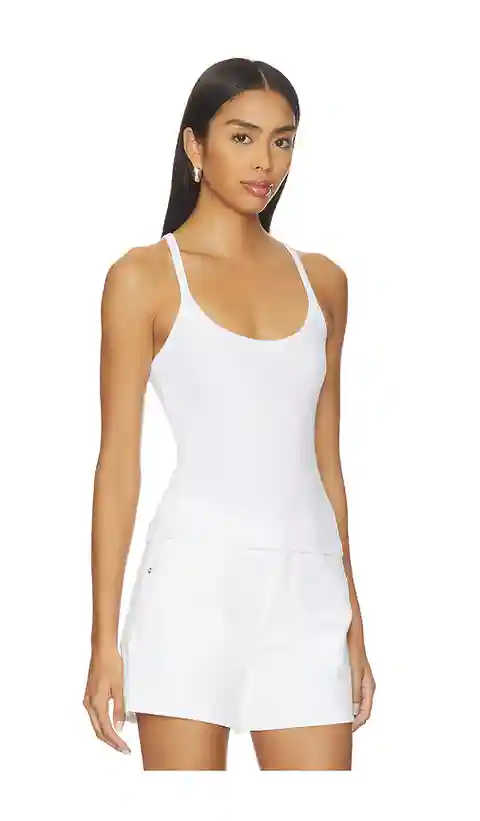 Enza Costa Cotton Rib Cami Tank in White. - size L (also in S, M, XL)
