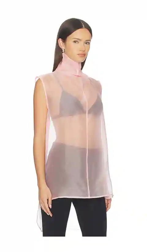 AEXAE x REVOLVE Silk Organza Roll Top in Rose. - size L (also in XS, S, M)