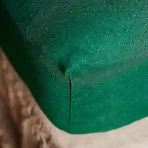 Pure Linen Fitted Sheet Forest Green