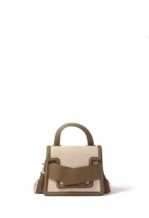 Evelyn Bag in canvas and genuine leather, Gray