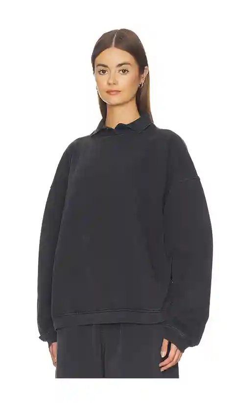 Alexander Wang Prestyled Slashed Crewneck With Polo Dickie in Black. - size L (also in XS, S, M)