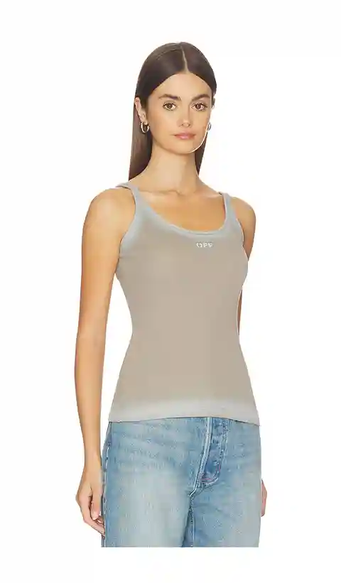 OFF-WHITE Spray Off Stamp Rib Tank Top in Beige. - size 36 (also in 38, 40, 42)