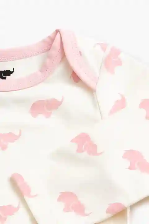 Long Sleeve Jack + Jill Bodysuit In Pink Elephant | Baby | Size: 0-3M | Girl - Monica + Andy Organic Baby Clothing