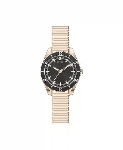 Jones New York Women's Genuine Diamond Black Dial and Rose Gold-Tone Expansion Metal Bracelet Analog Watch 34mm - Rose Gold-tone