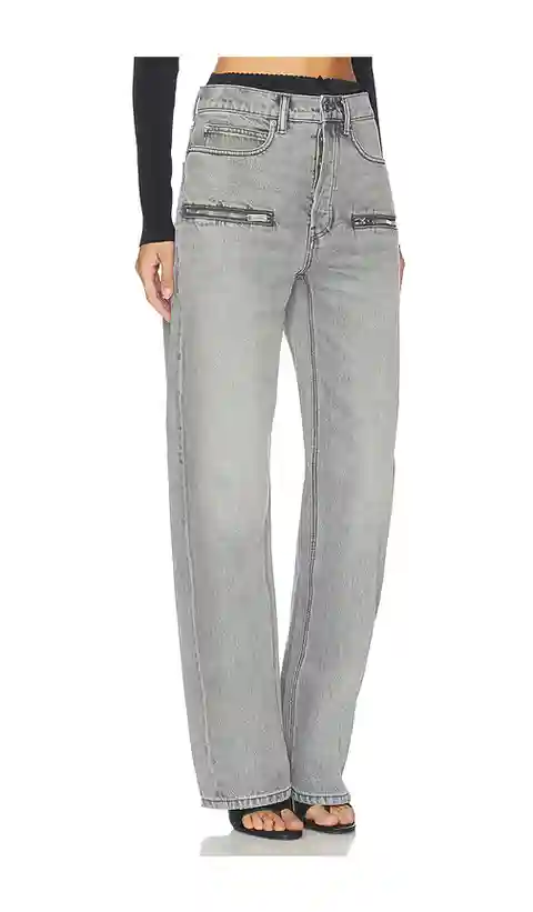 Alexander Wang Silk Prestyle Float Jeans With Horizontal Zips in Grey. - size 29 (also in 24, 25, 26, 27, 28)