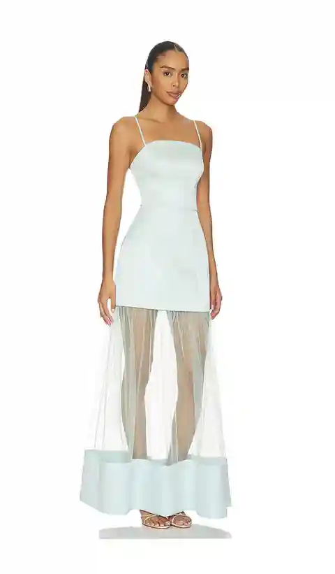 ELLIATT Marcella Strapless Gown in Seafoam in Teal. - size L (also in XS, M)