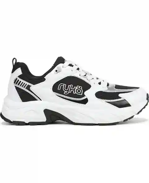 Ryka Women's Generation Lace-Up Sneakers - White/Black Leather/Mesh
