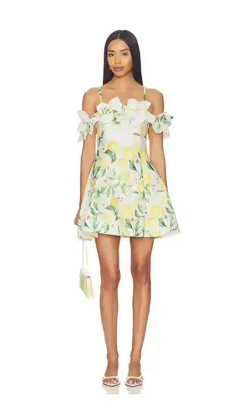 ELLIATT Hana Off The Shoulder Mini Dress in Neutral,Yellow. - size L (also in S, XS, M, XL, XXL)