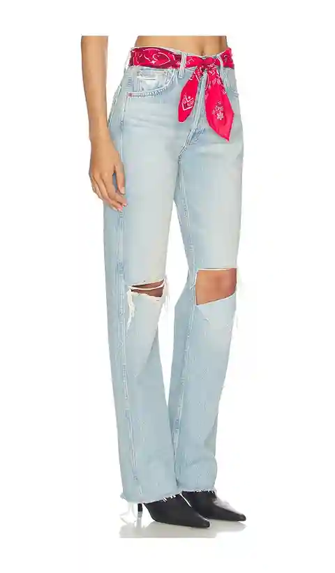 RE/DONE 90s High Rise Loose With Bandana Wide Leg Jeans in Blue. - size 31 (also in 32)