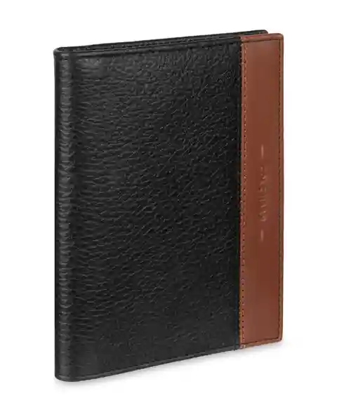 Cole Haan Men's Rfid Two-Tone Pebbled Magnetic Passport Wallet - Black