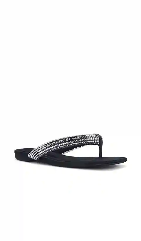 Alexander Wang Jenna Tubular Flat Thong Sandal in Black. - size 35 (also in 37, 38, 39, 40, 41)